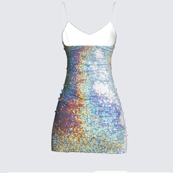 Finesse Tara Multi Sequin Mini Dress Spaghetti Straps L - Picture 4 of 8